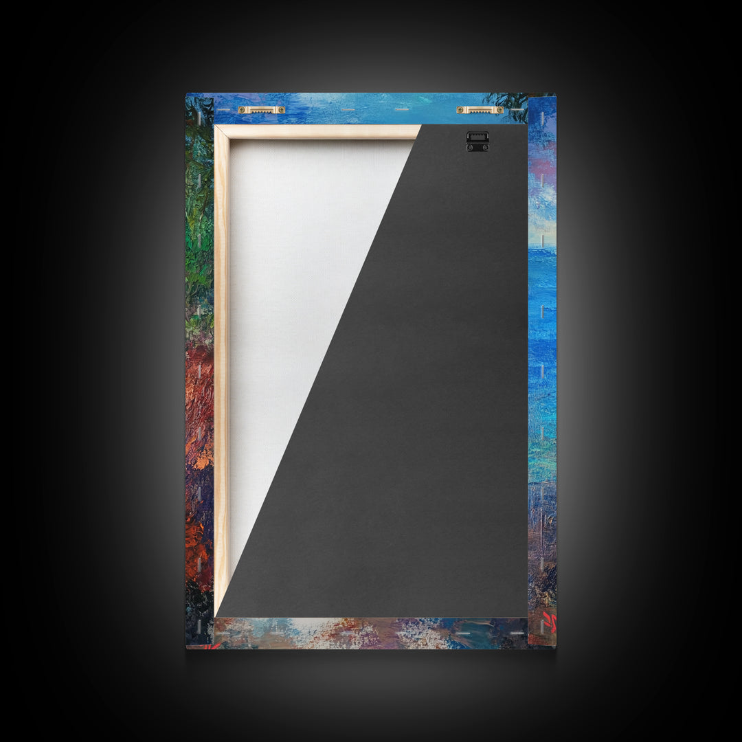 Coastal Path, landscape painting, nautical wall art, above sofa art, rustic decor, ocean view art, textured painting, canvas print