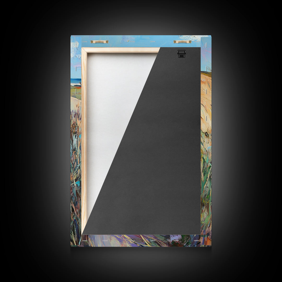 Coastal Landscape, Ireland painting, countryside decor, farmhouse art, blue and green wall art, framed canvas print, landscape painting