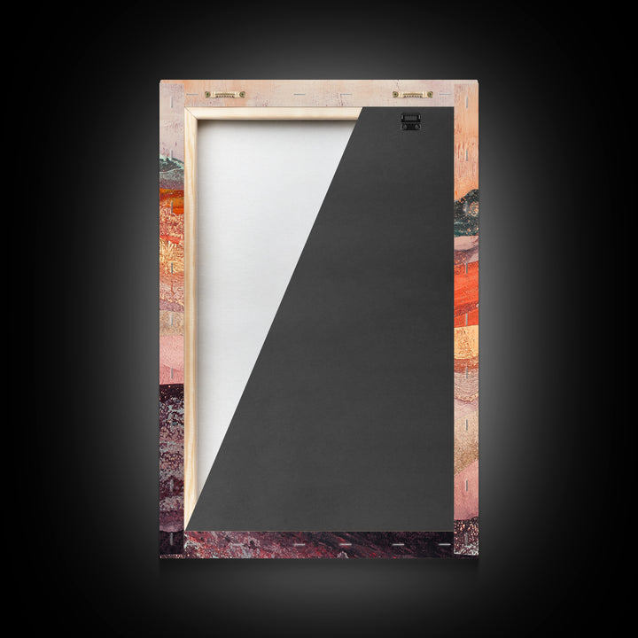 Abstract Landscape, mountain painting, geometric wall art, southwest wall art, moody art, gold abstract art, canvas print, wall art