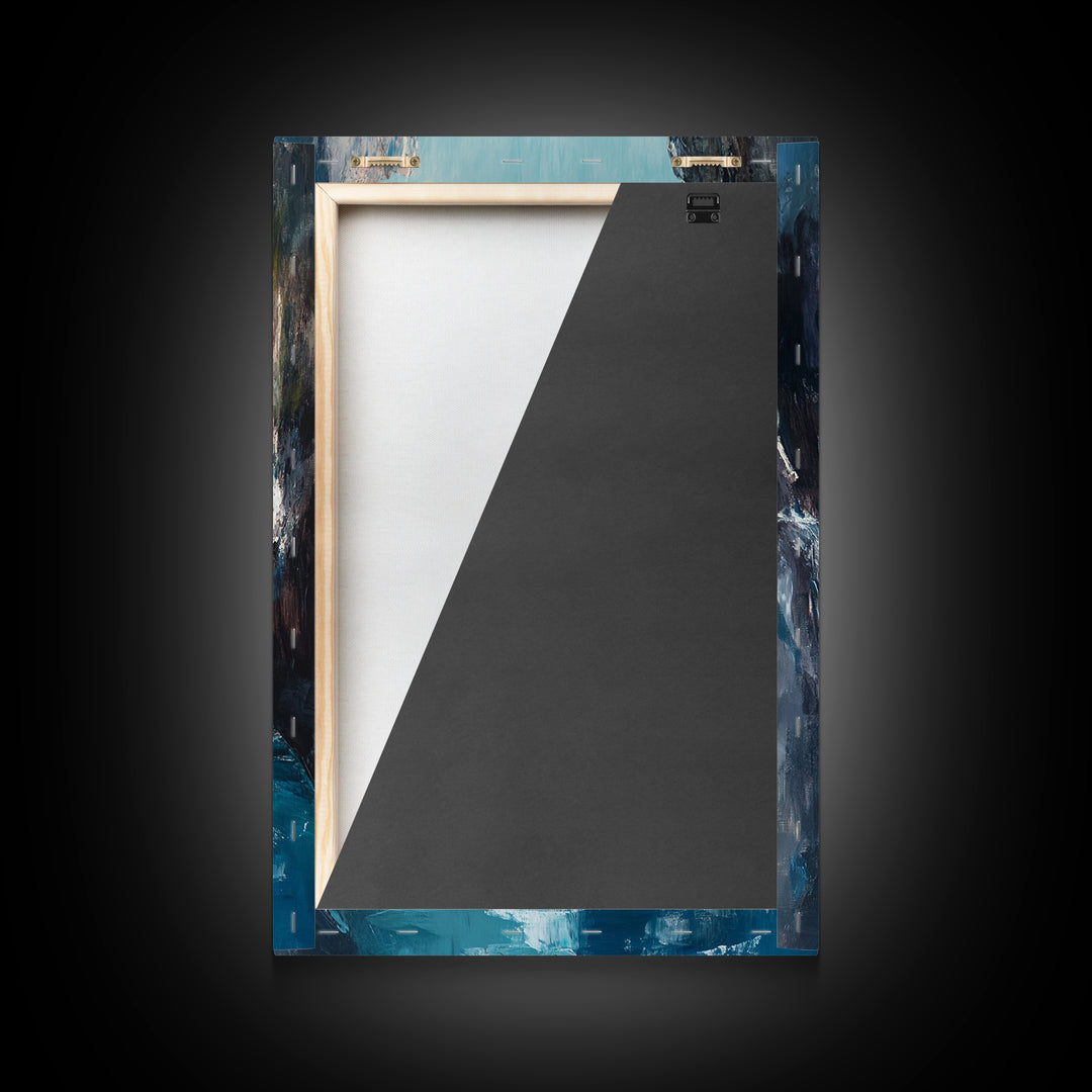 Rocky Waterfall, Moody Landscape, Canvas Print, Nature Painting, Rustic Decor, Adventure Art, Southwest Wall Art, Tall Narrow Art