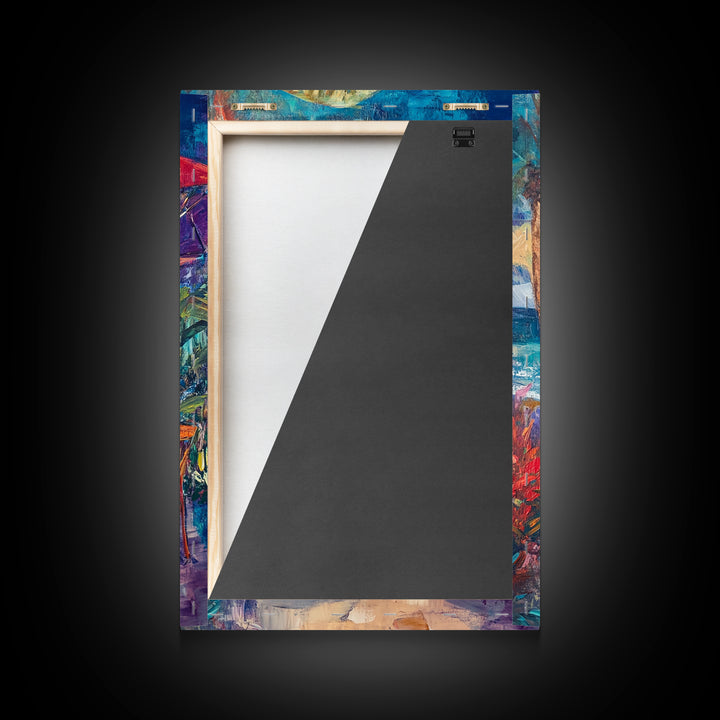 Beach Café, Coastal Landscape Art, Nautical Wall Art, Ocean Art, Seascape Painting, Coastal Decor, Canvas Print, Above Sofa Art