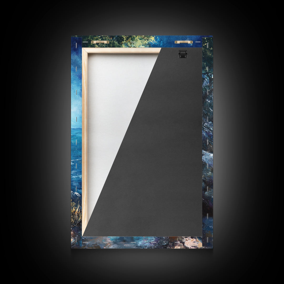 Rocky Path, Seaside Painting, Canvas Print, Coastal Landscape Art, Nautical Wall Art, Rustic Art, Above Bed Wall Art, Gift Idea