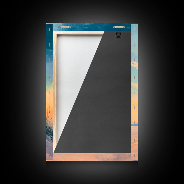 Beach Dune Painting, Coastal Landscape Art, Nautical Wall Art, Nature Wall Decor, Wabi Sabi Art, Framed Canvas Print, Bedroom Wall Art