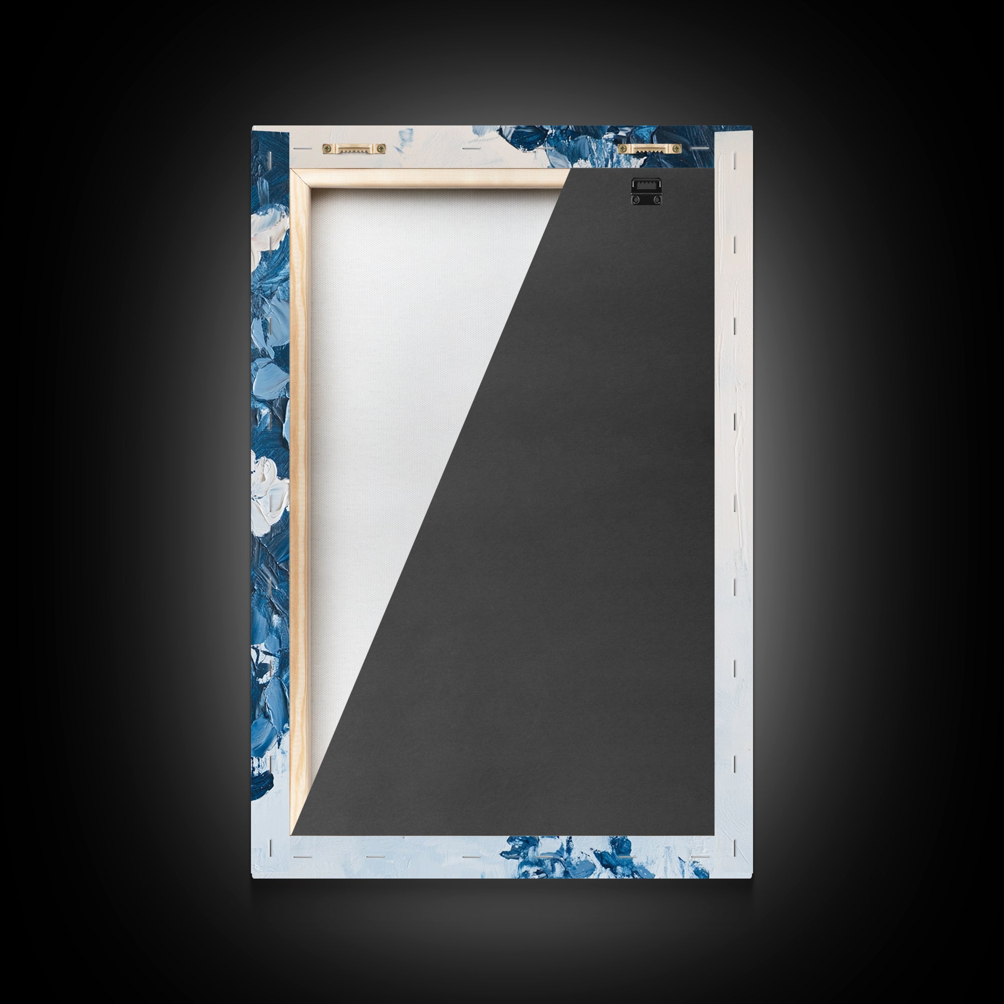 Blue Floral Framed Canvas Print Modern Botanical Wall Art, Minimalist Flower Painting, Elegant Bedroom Decor, Contemporary Art Gift