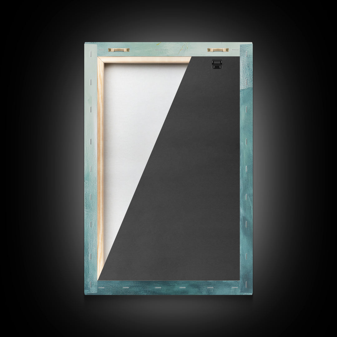 Abstract Seaweed Framed Canvas Print Minimalist Ocean Art, Coastal Botanical Wall Decor, Blue Green Seaside Painting, Serene Home Style