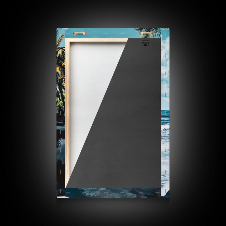 Black Sand Beach, Hawaii Art, Palm Tree Painting, Coastal Wall Art, Nautical Decor, Living Room Art, Canvas Print, Gift Idea