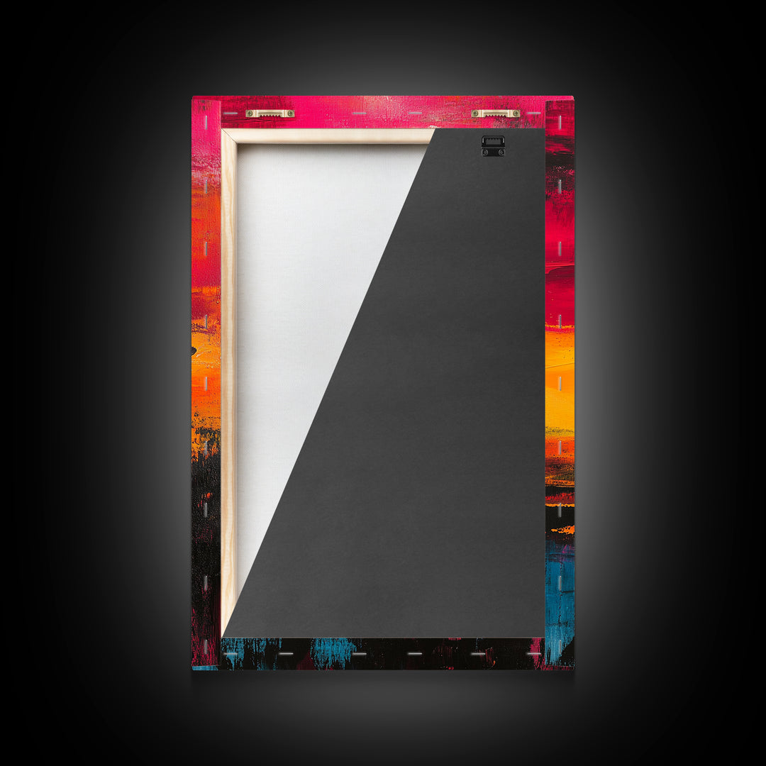 African Sunset Framed Canvas Print | Savanna Landscape Painting | Tree Silhouette Wall Art | Warm Sunset Decor | Rustic Home Art