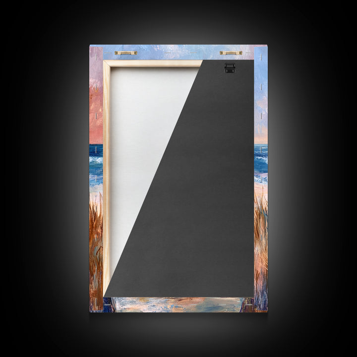 Coastal Sunset, Beach Boardwalk, Seascape Painting, Nautical Wall Art, Coastal Decor, Living Room Art, Canvas Print, Gift Idea