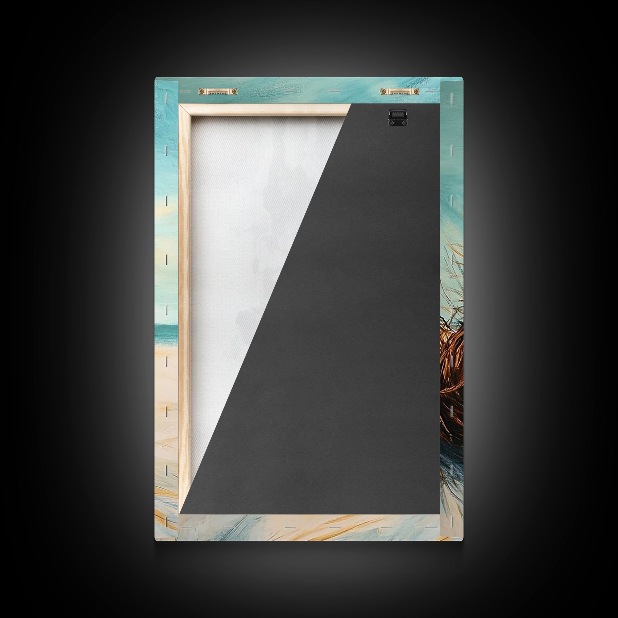 Beach Tumbleweed Painting Framed Canvas Print Coastal Wall Art Ocean Sand Decor Minimalist Art Boho Beach House Wall Accent