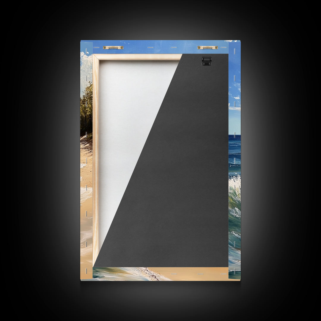 Beach Waves, Coastal Landscape Art, Nautical Wall Art, Above Bed Wall Art, Nautical Decor, Extra Wide Art, Framed Canvas Print