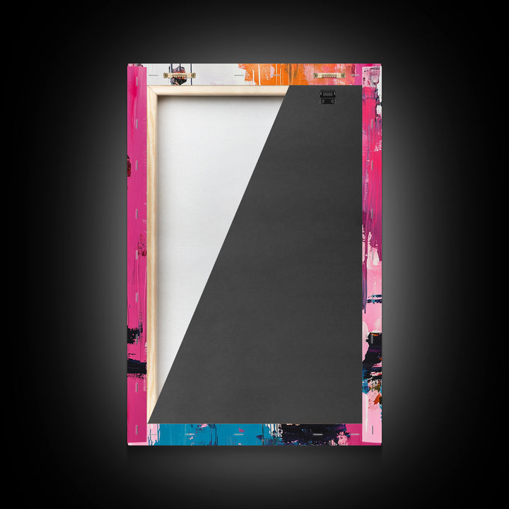 Abstract Geisha, Colorful Woman Art, Japanese Painting, Wabi Sabi Art, Boho Art, Pink Wall Art, Framed Canvas Print, Gift Idea