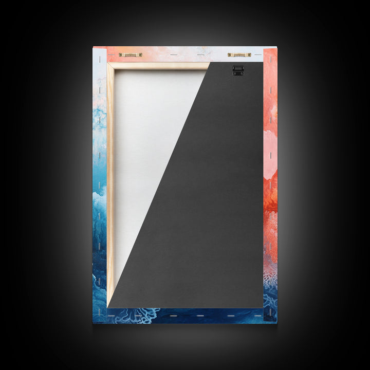 Coral Abstract, coastal landscape art, pink abstract art, botanical prints, nautical wall art, Framed Canvas Print, ocean-inspired decor