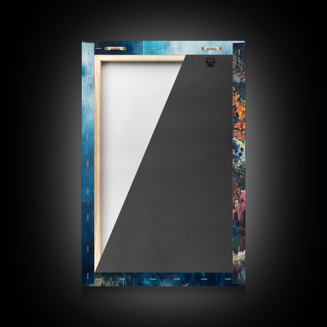 Deep Sea Coral, ocean painting, nautical decor, coastal wall art, blue and green wall art, above sofa art, Framed Canvas Print, gift idea