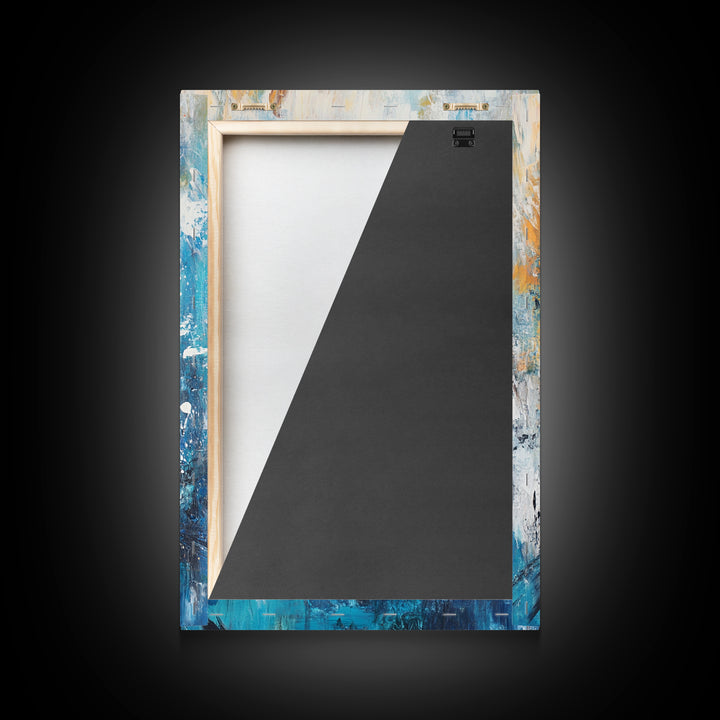 Blue Heron, bird art, rustic wall art, coastal landscape art, moody art, wildlife painting, Framed Canvas Print, nature-inspired decor