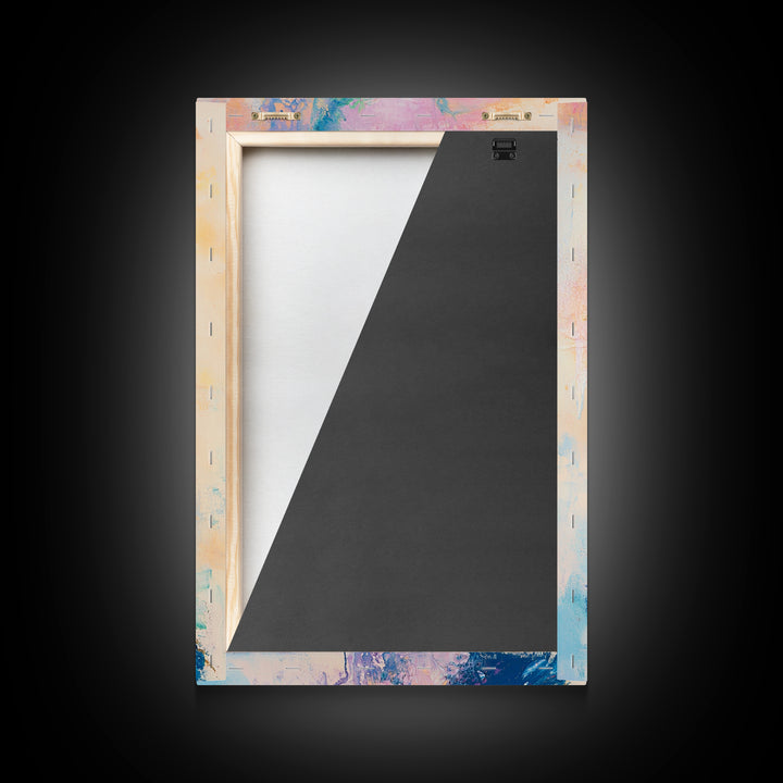 River Gold, gemstone painting, abstract landscape painting, pastel wall art, wabi sabi wall art, Framed Canvas Print, gift idea for her