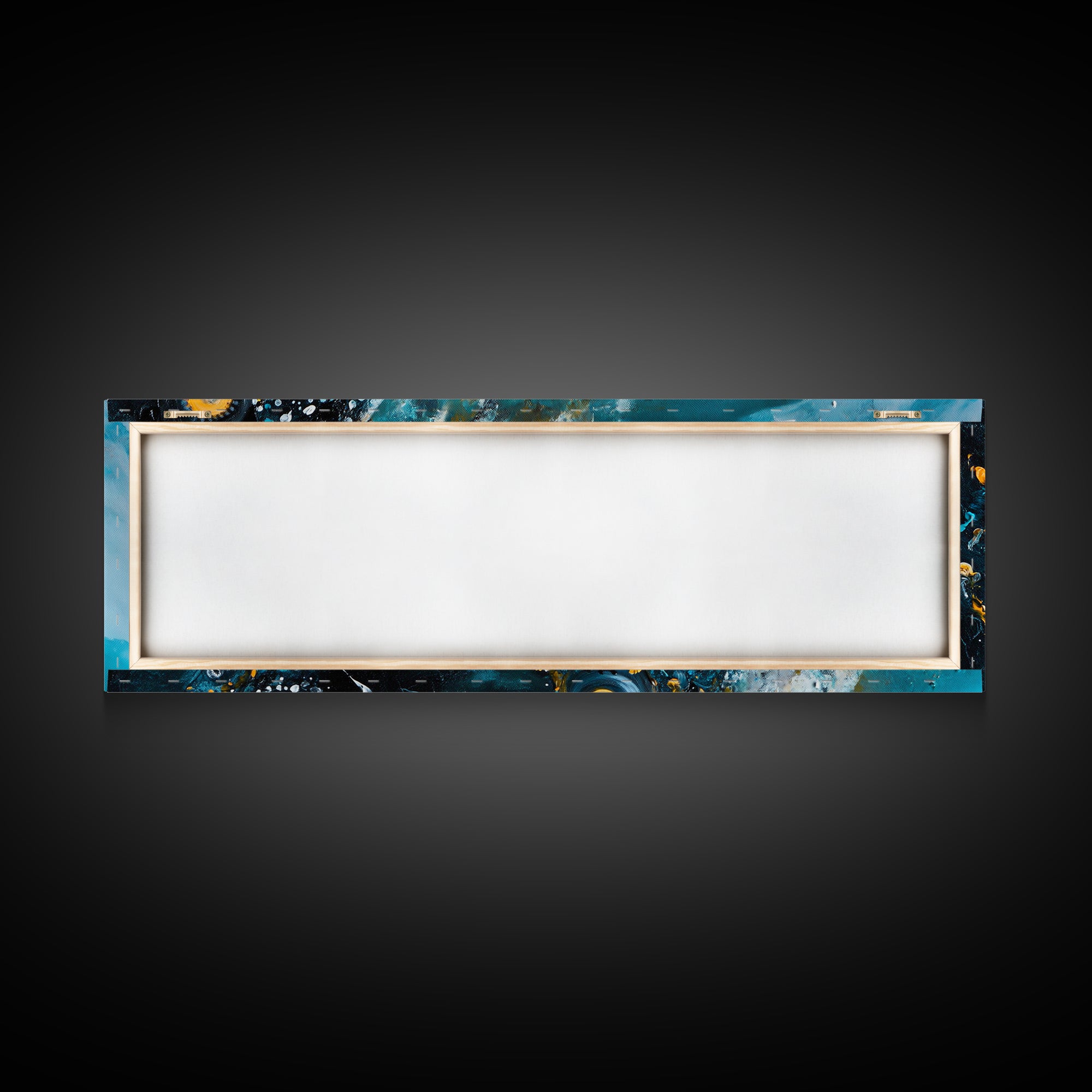 Abstract Cosmic Eye Painting, Modern Celestial Art, Blue and Gold Surreal Wall Decor, Unique Living Room, Framed Canvas Print