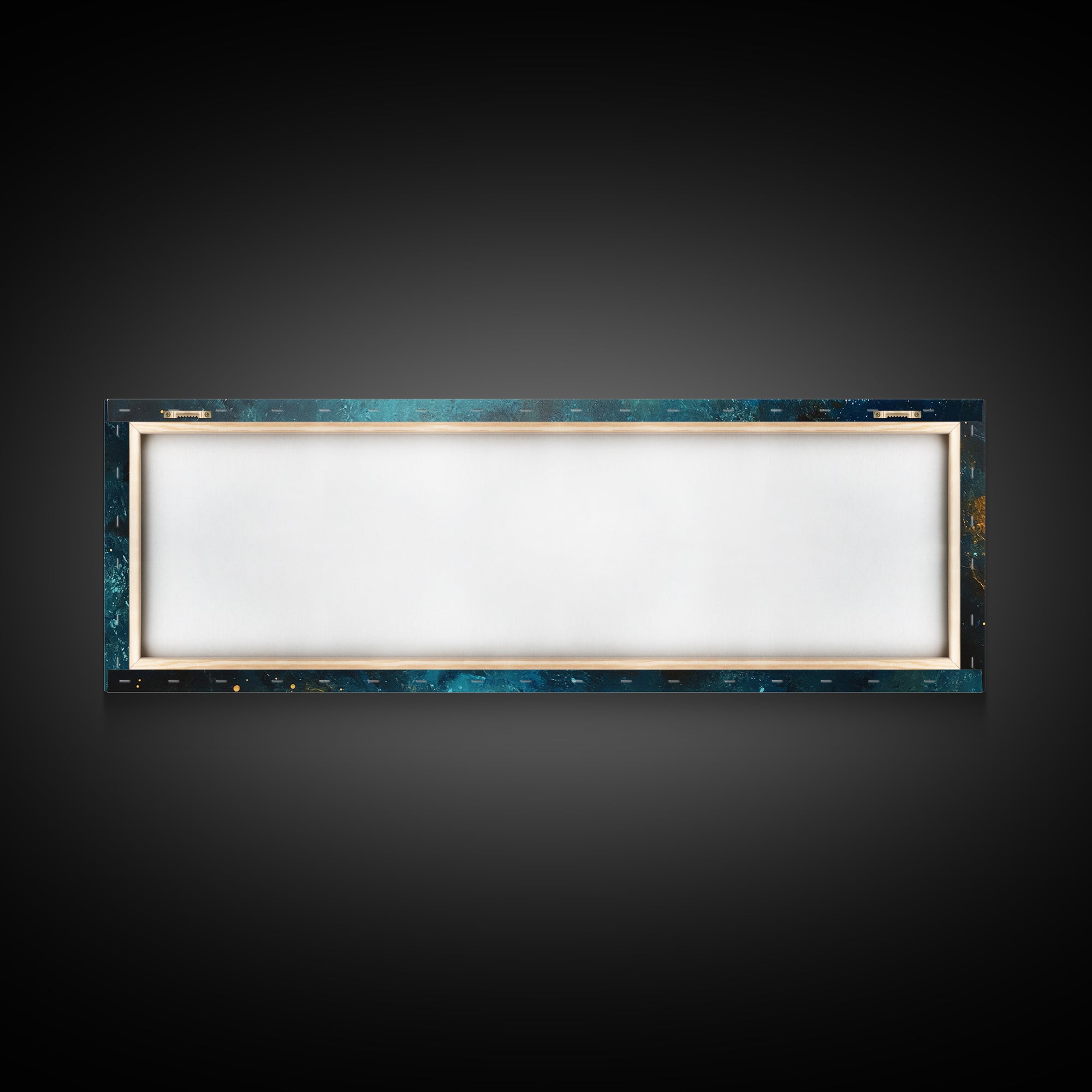 Cosmic Fishing Line Canvas Print Abstract Space Wall Art Gold and Blue Modern Artwork Celestial Decor Living Room Framed Art