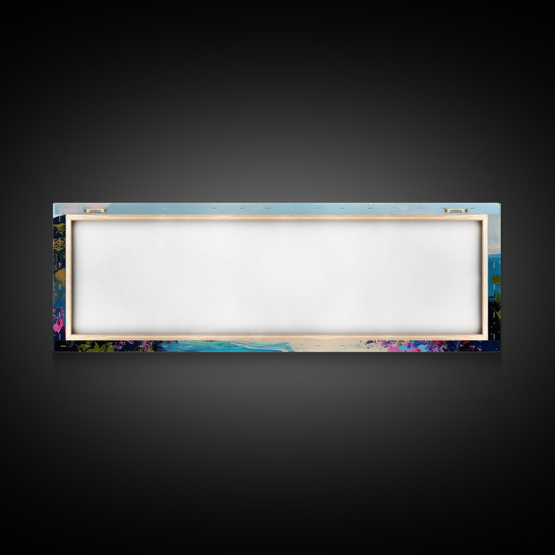 Coastal Cliffside Beauty Framed Canvas Print Impressionist Ocean Wall Art Vibrant Seaside Home Decor Living Room Gift