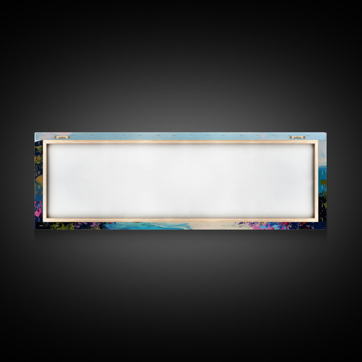 Coastal Cliffside Beauty Framed Canvas Print Impressionist Ocean Wall Art Vibrant Seaside Home Decor Living Room Gift