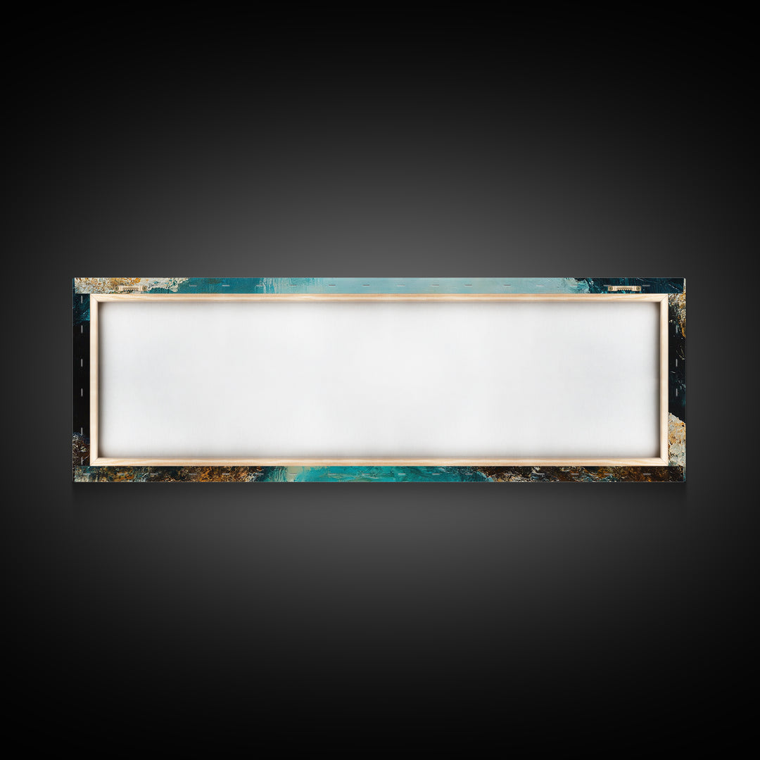 Rocky Cove Ocean Art Framed Canvas Print Textured Seascape Wall Decor Coastal Home Accent Nautical Painting Bedroom or Living Room Gift