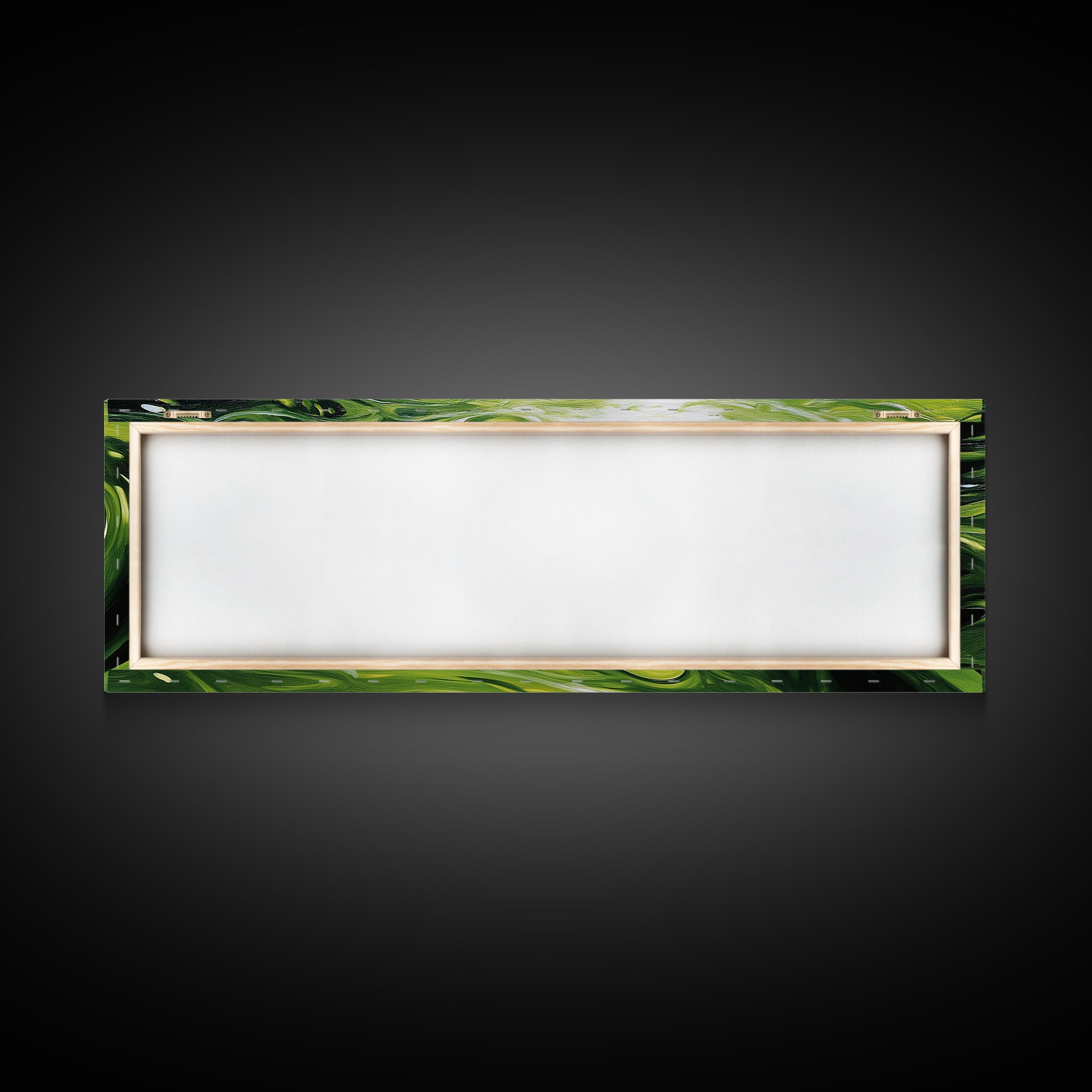 Abstract Green Swirl Painting, Modern Contemporary Wall Art, Nature Inspired Water Reflection, Trendy Office, Framed Canvas Print