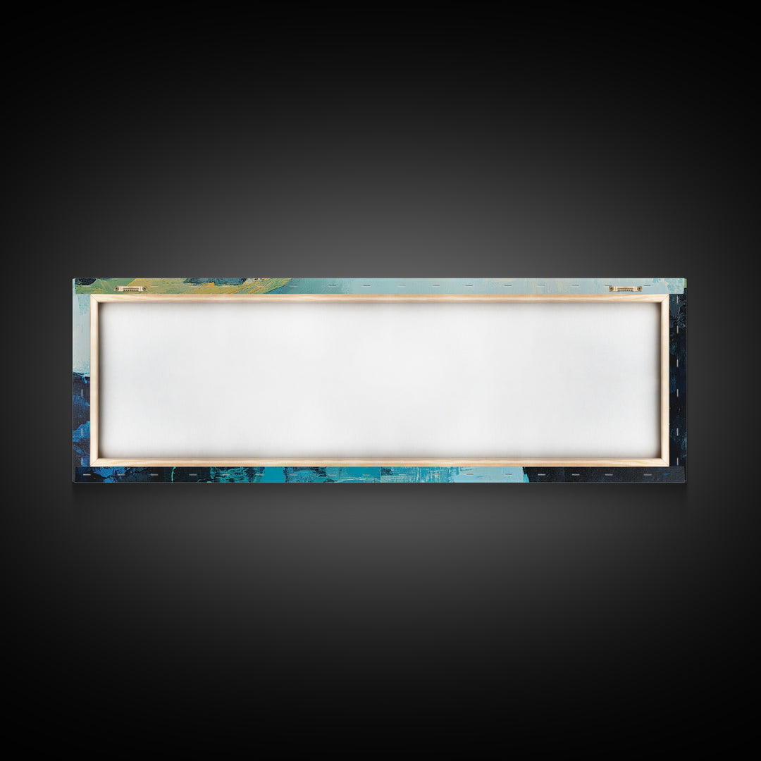 Coastal Cliffs Canvas Print Seascape Wall Art Ocean Waves Painting Nautical Decor Blue Tones Abstract Beach House Living Room Art