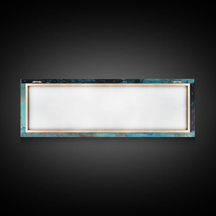 Ancient Ruins Canvas Print Rustic Landscape Wall Art, Mediterranean Decor, Boho Earthy Art, Dark Blue and Orange, Living Room Artwork