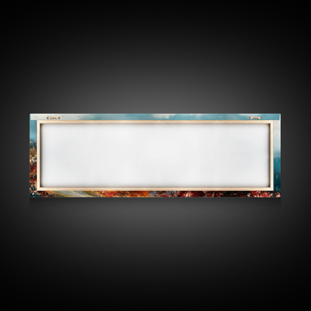 Coastal Cliffside Painting, Vibrant Seaside Landscape, Ocean Beach Art, Modern Nautical Wall Decor, Contemporary Bedroom Accent