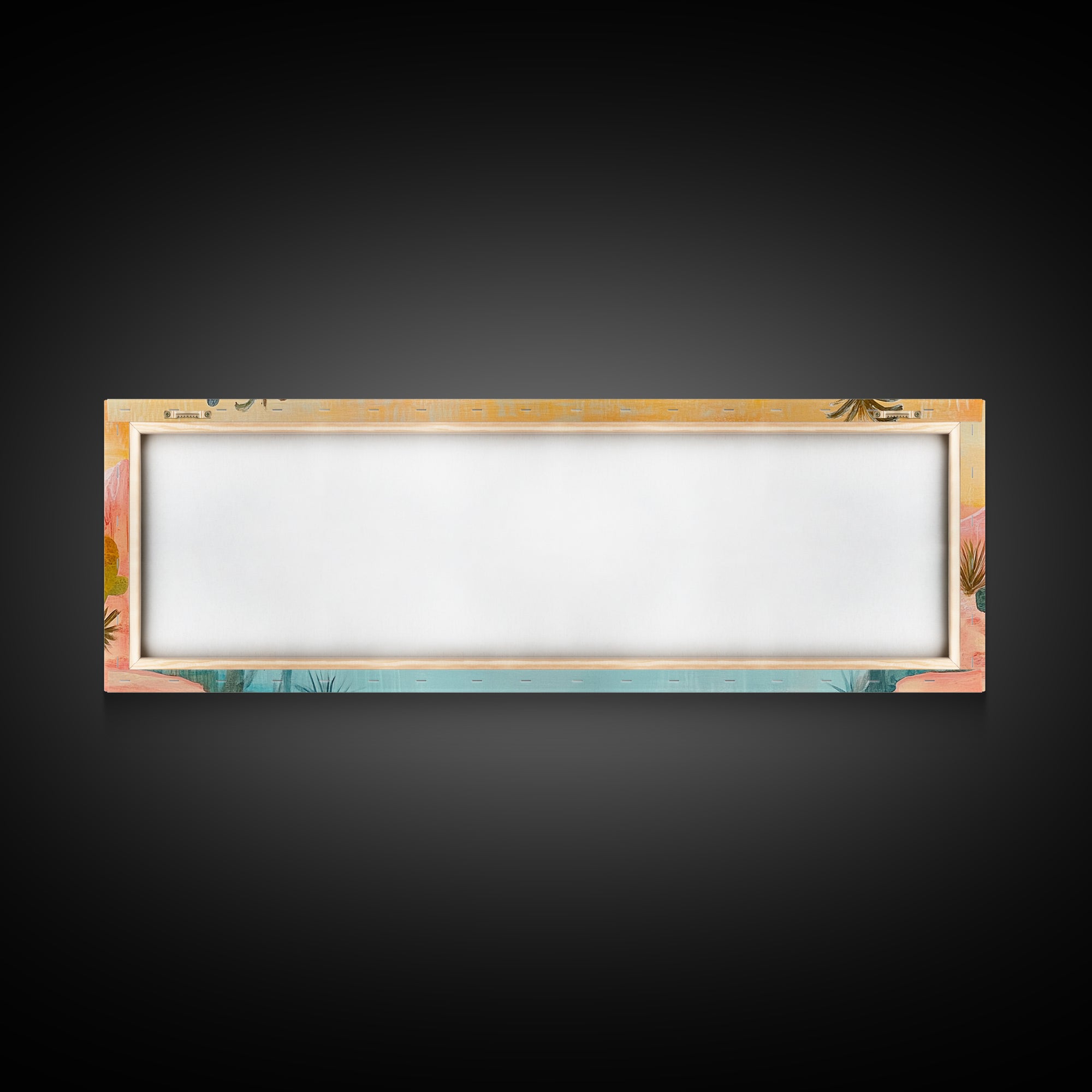 Desert Oasis Landscape Wall Art, Cactus and Palm Trees Painting, Boho Sunset Artwork, Southwest Home Decor, Warm Pink Art