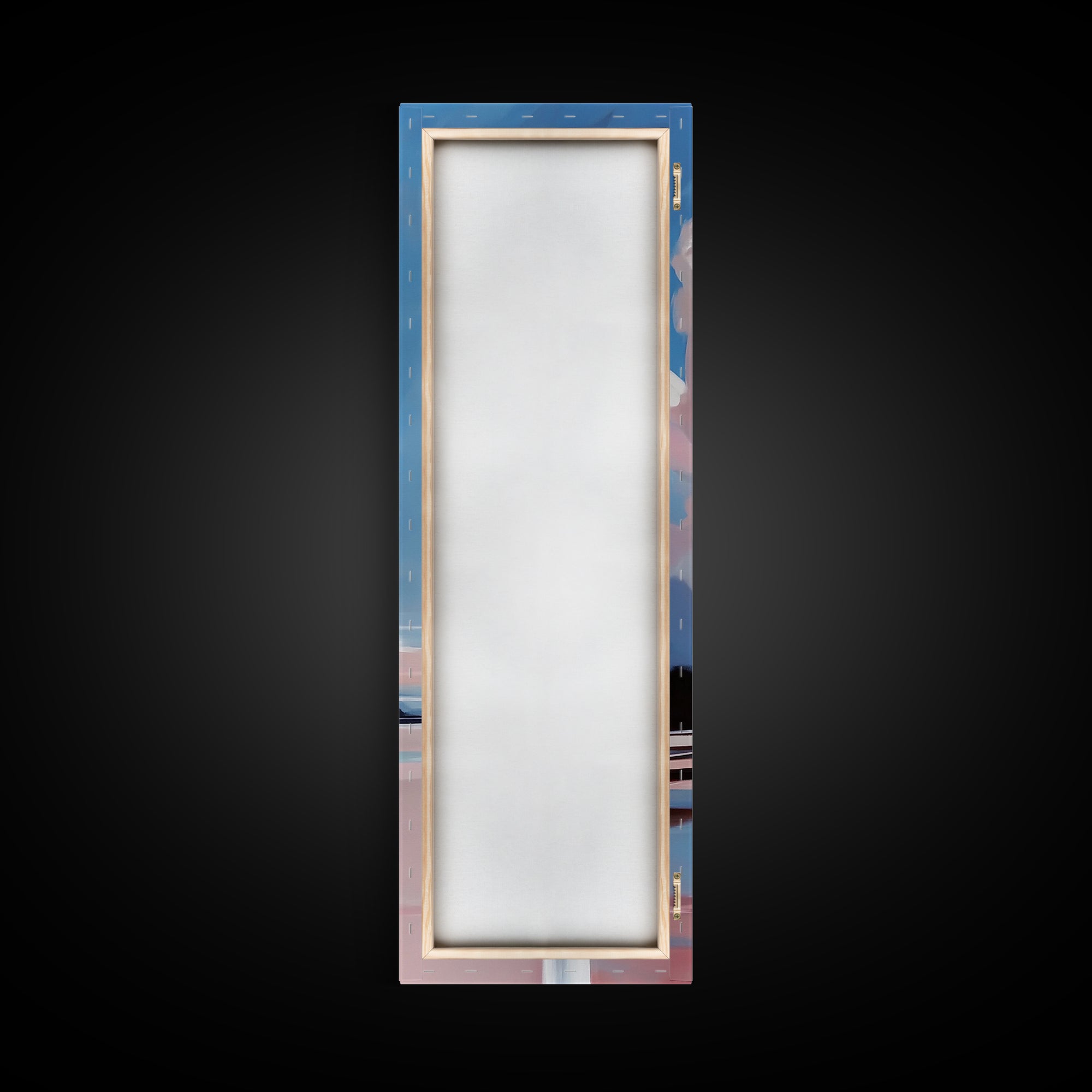 Cloud Reflection, Pink Sky, Blue Horizon, Framed Canvas Print, Minimalist Wall Art, Modern Decor, Living Room Art, Nature Print