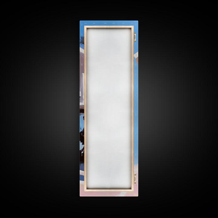 Beach Hut, Coastal Home, Seaside Escape, Nautical Decor, Ocean View, Warm Pastels, Beach House Art, Framed Canvas Print