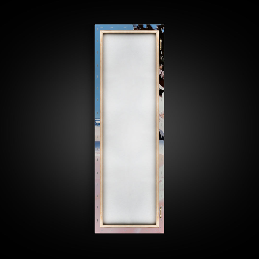 Beach Walk, Ocean Escape, Summer Serenity, Coastal Home Decor, Minimalist Seaside Painting, Modern Aesthetic, Framed Canvas Print