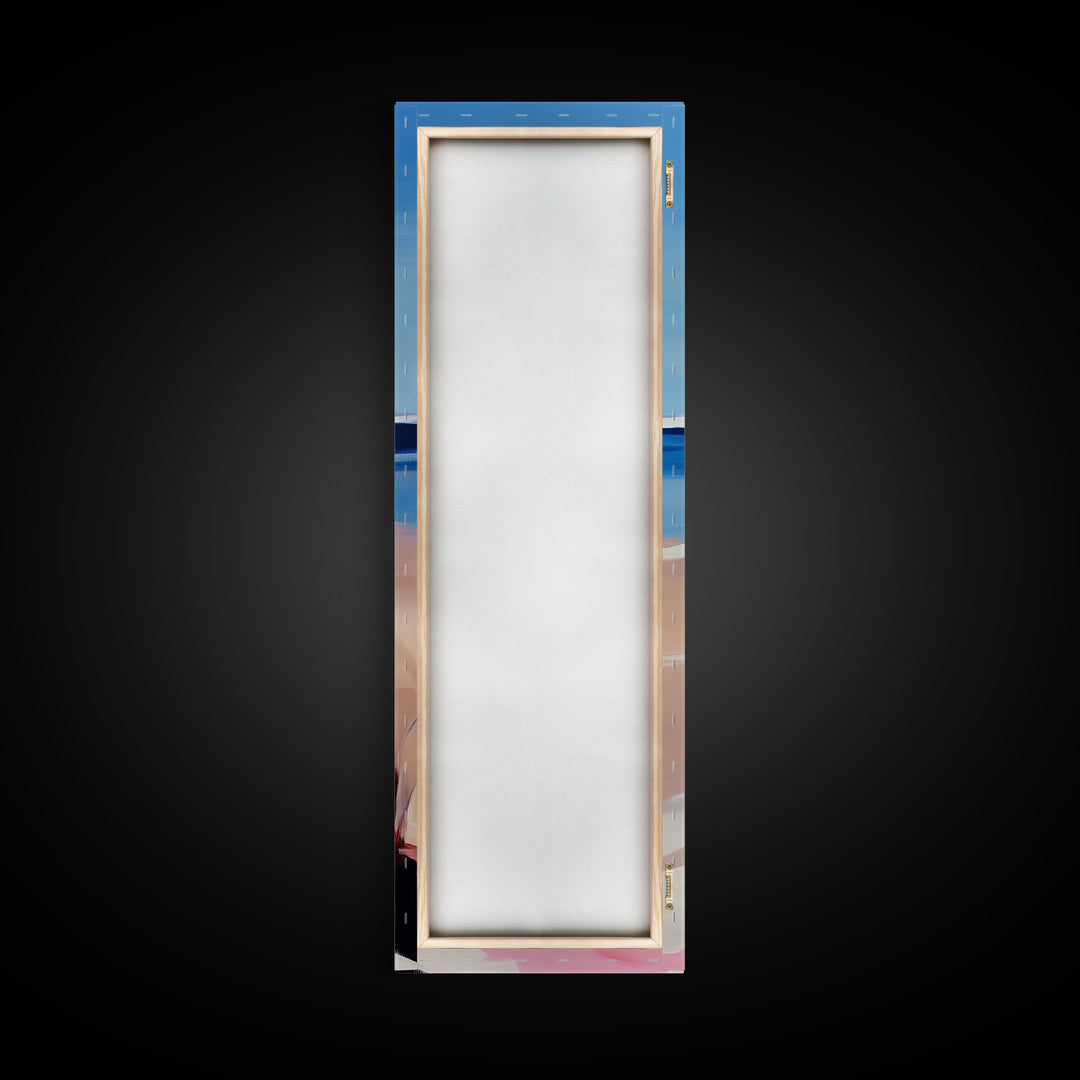 Beach Flowers, Ocean View, Coastal Art, Framed Canvas Print, Boho Seascape, Serene Landscape, Minimalist Beach Decor, Living Room Art