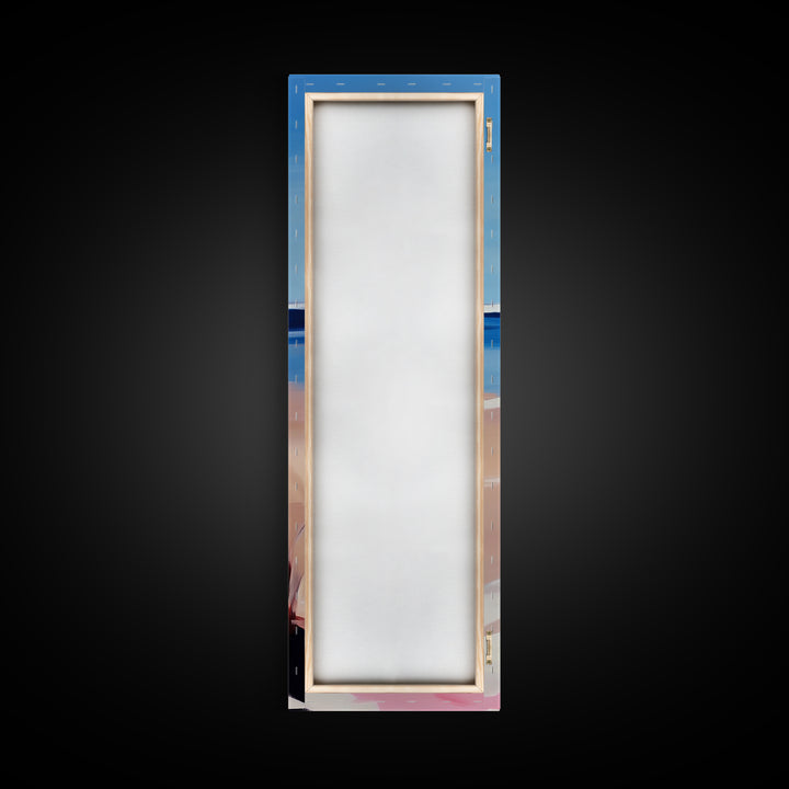 Beach Flowers, Ocean View, Coastal Art, Framed Canvas Print, Boho Seascape, Serene Landscape, Minimalist Beach Decor, Living Room Art