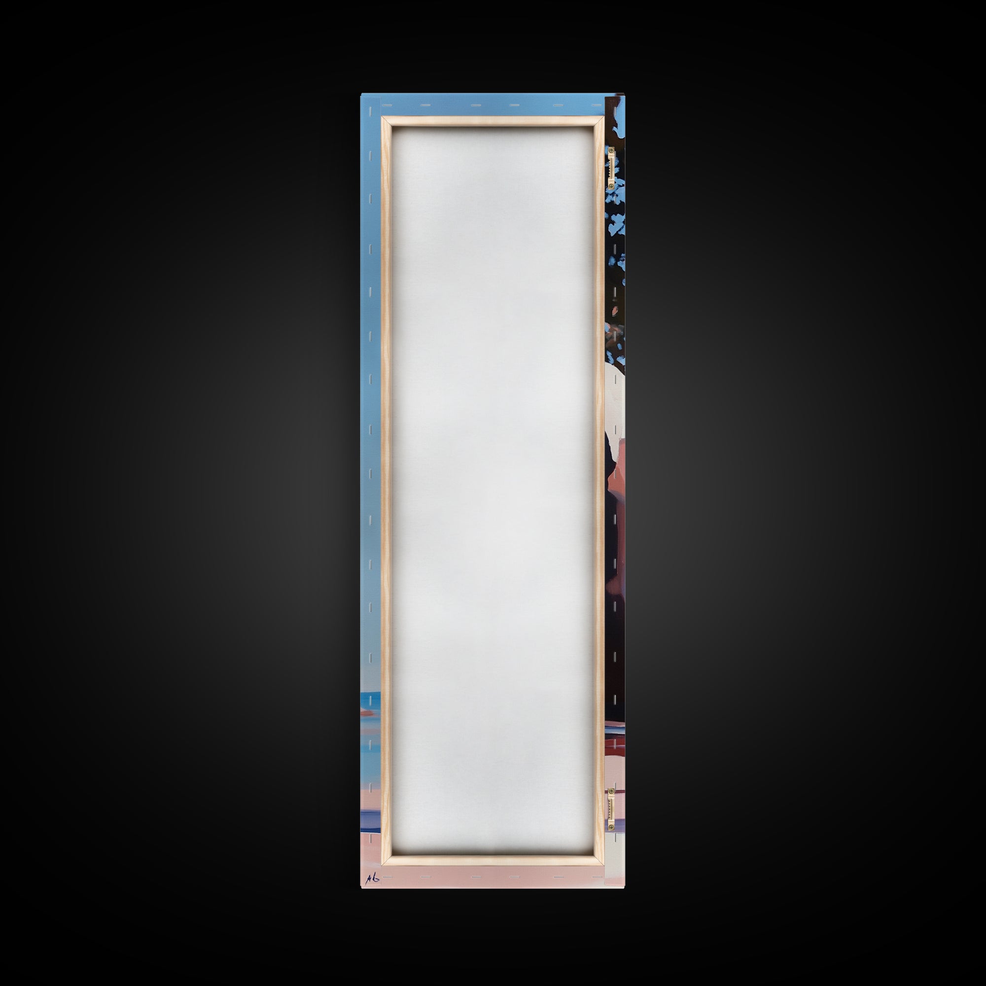 Coastal Adventure, Pink and Blue Art, Minimalist Beach Scene, Modern Landscape, Travel Inspiration, Contemporary Framed Canvas Print