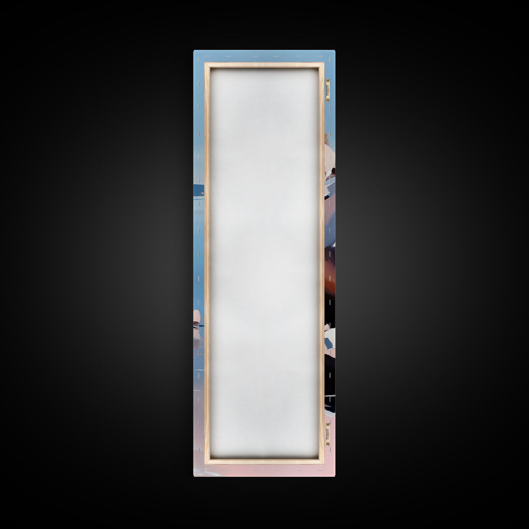 Rocky Shoreline, Minimalist Coastal Art, Nature Inspired Painting, Earthy Tones, Tranquil Beach Scene, Ocean View, Canvas Print