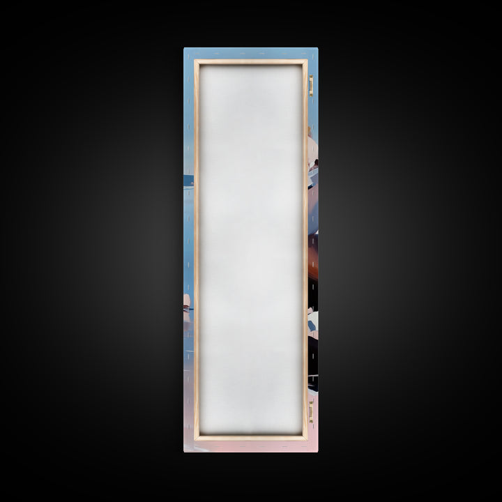 Rocky Shoreline, Minimalist Coastal Art, Nature Inspired Painting, Earthy Tones, Tranquil Beach Scene, Ocean View, Canvas Print