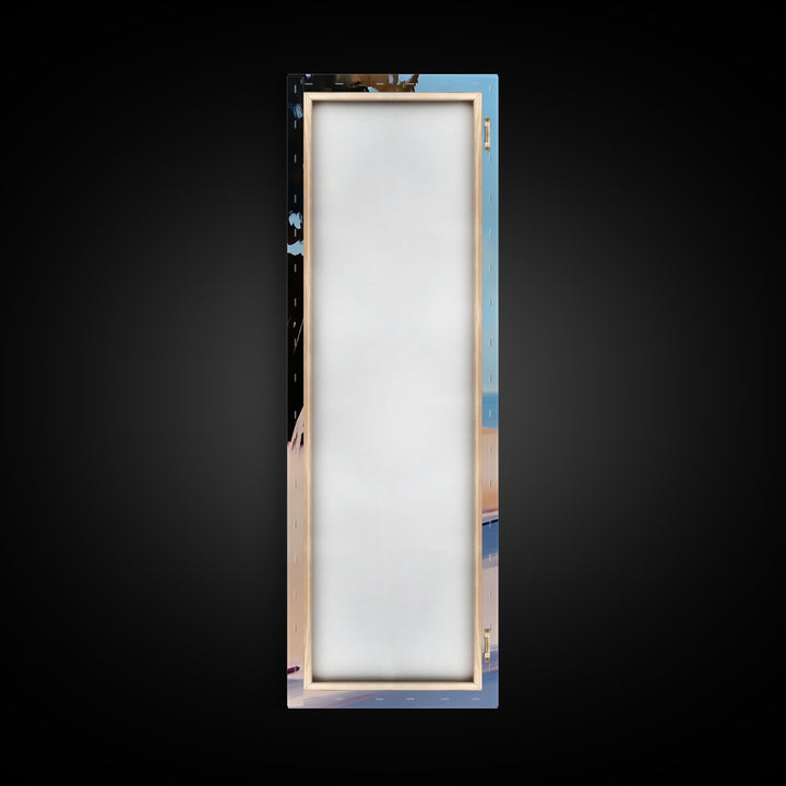 Coastal Serenity, Sunlit Landscape Art, Beachside Tranquility, Nature Inspired, Peaceful Horizon, Warm Aesthetic, Living Room Canvas Print