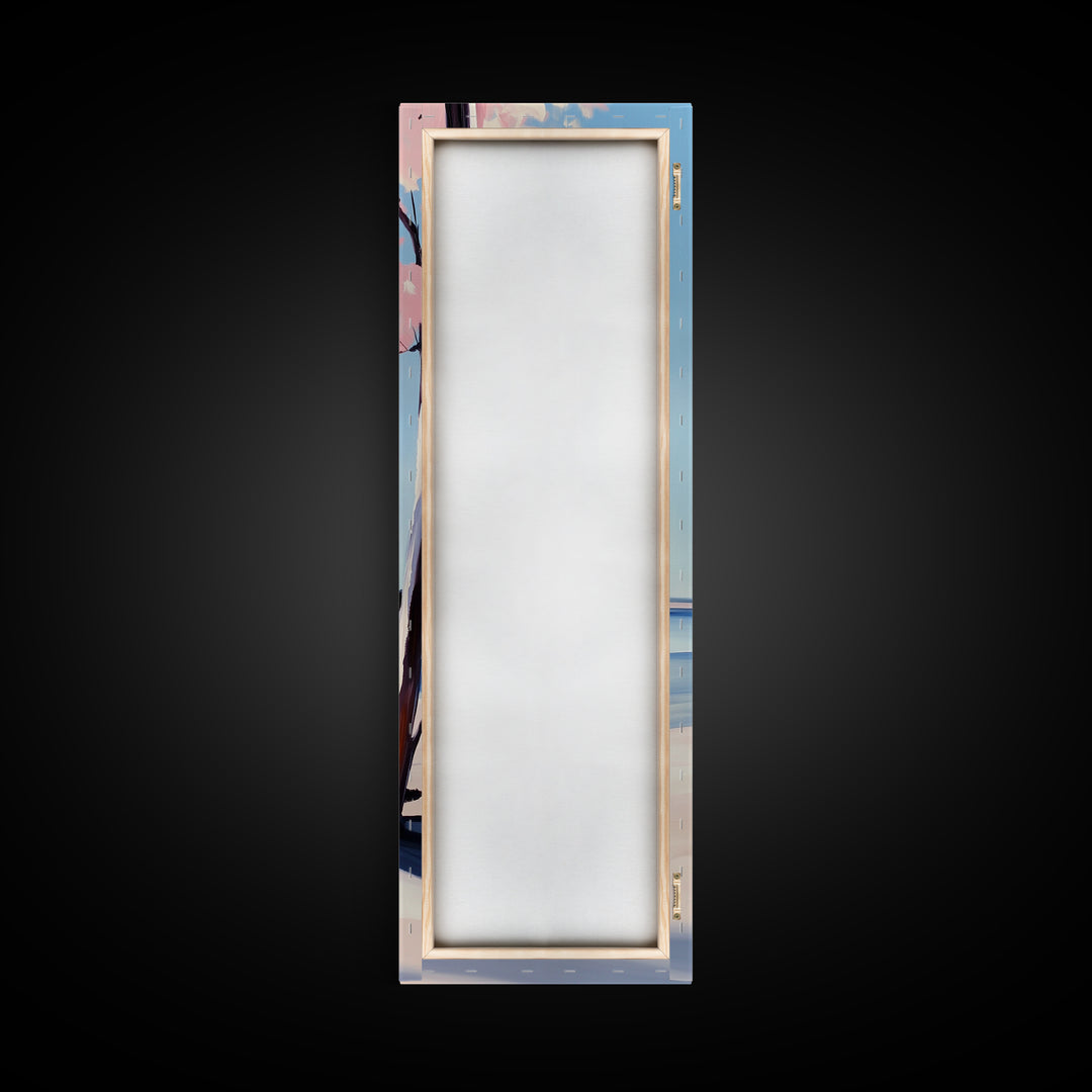 Coastal Birch Tree, Ocean Breeze, Minimalist Landscape, Dreamy Pastels, Framed Canvas Print, Nature Wall Art, Living Room Decor