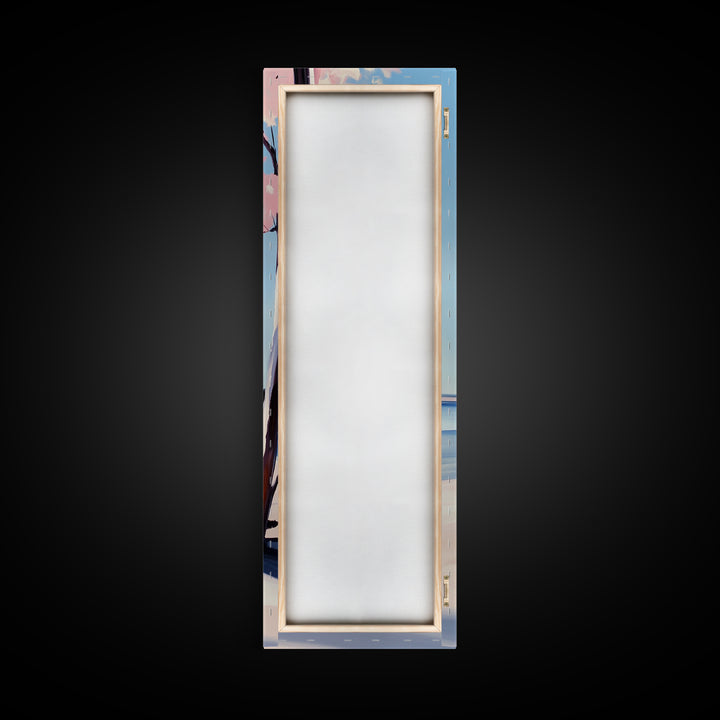 Coastal Birch Tree, Ocean Breeze, Minimalist Landscape, Dreamy Pastels, Framed Canvas Print, Nature Wall Art, Living Room Decor