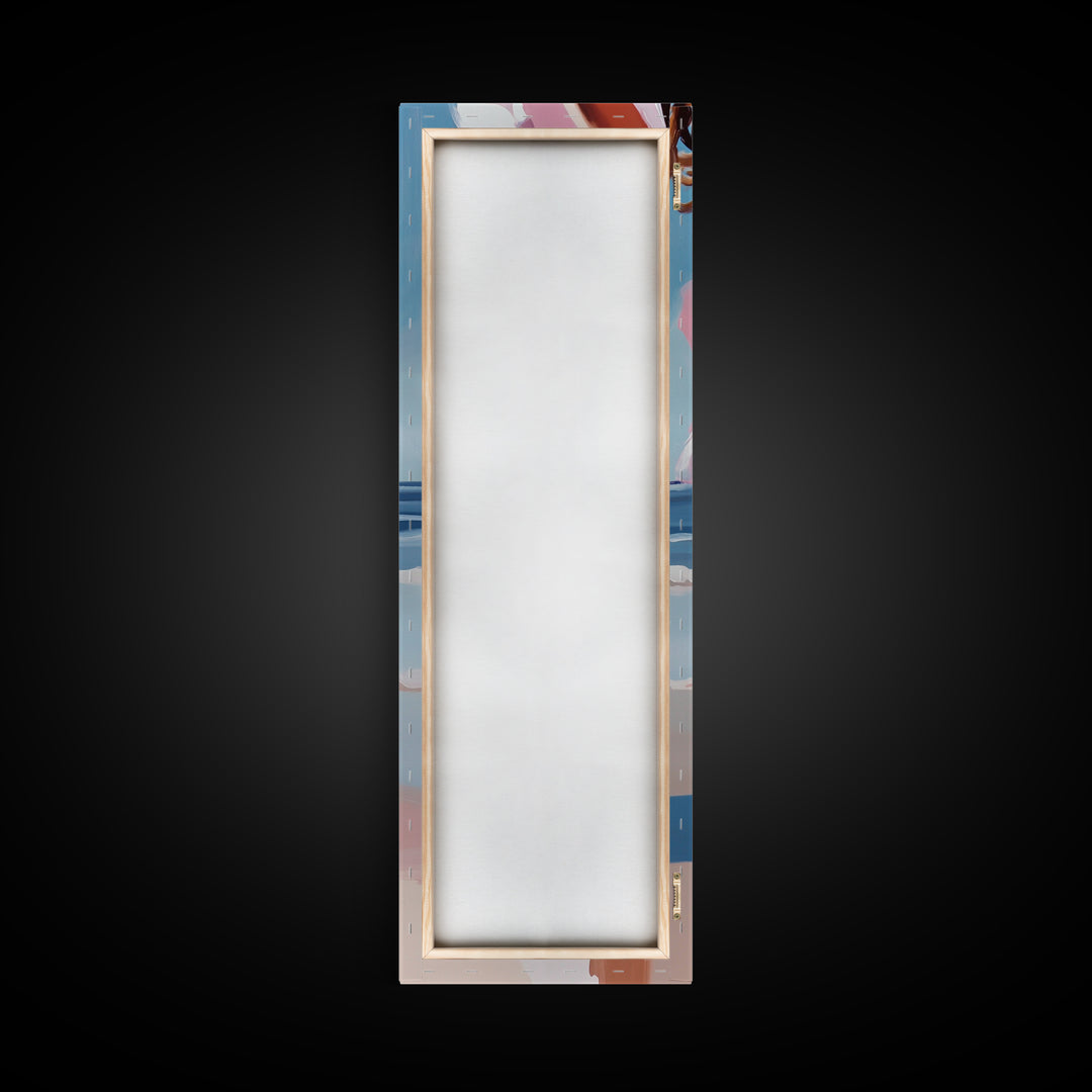 Barefoot Serenity, Ocean Breeze, Feminine Beach Art, Framed Canvas Print, Coastal Decor, Minimalist Wall Art, Bedroom Artwork