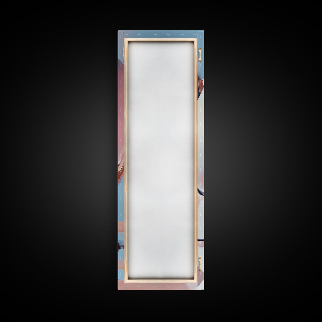 Abstract Reflection, Pink, Blue, Modern Art, Minimalist, Surrealist, Contemporary, Stylish, Bedroom, Framed Canvas Print