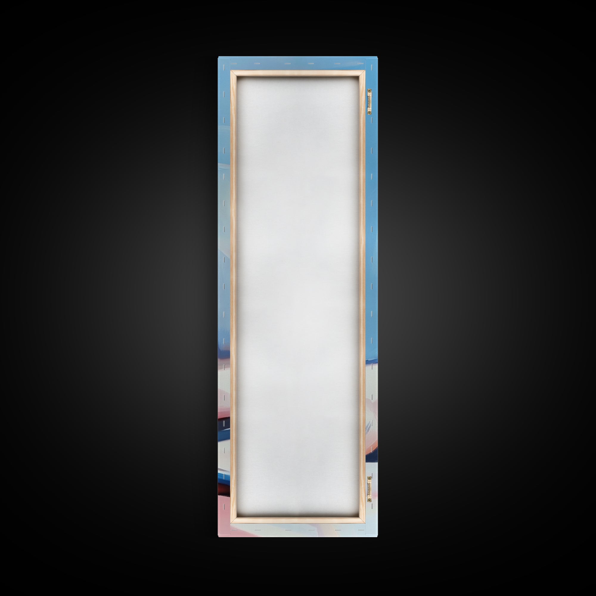 Perfume Bottle, Glass Art, Minimalist, Blue, White, Pink, Fashion, Beauty, Elegant, Living Room, Framed Canvas Print