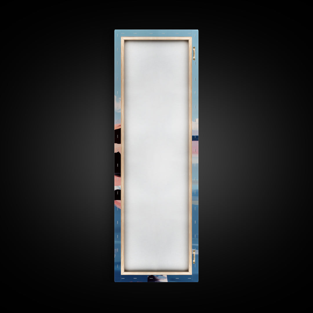 Coastal Reflection, Modern Beach Art, Minimalist Ocean Decor, Contemporary Wall Art, Blue and Pink Seascape, Canvas Print, Bedroom Wall Art