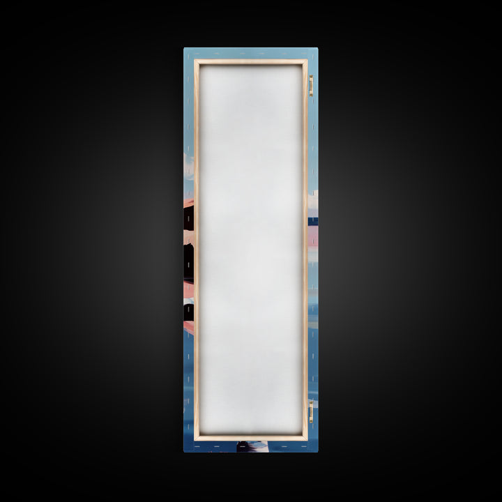 Coastal Reflection, Modern Beach Art, Minimalist Ocean Decor, Contemporary Wall Art, Blue and Pink Seascape, Canvas Print, Bedroom Wall Art