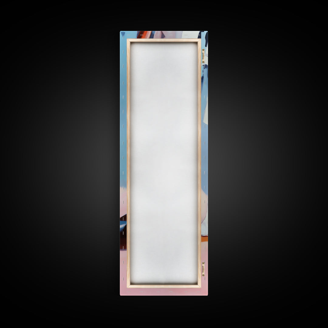 Chic Tote Bag, Fashion Illustration, Feminine Art, Pastel Minimalist Art, Modern Wall Decor, Stylish Bedroom, Framed Canvas Print