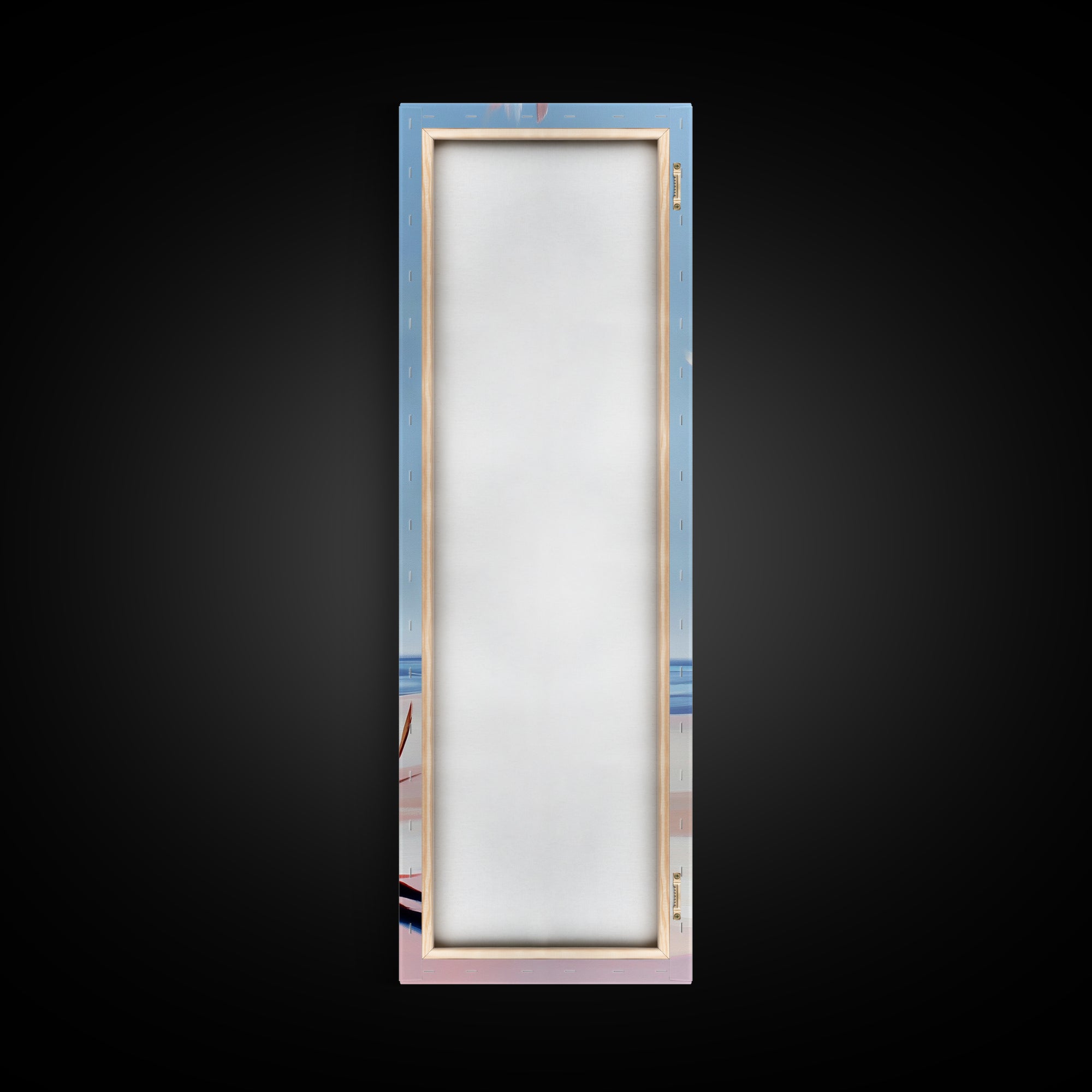 Abstract Plant, Coastal Art, Minimalist Painting, Canvas Print, Beach Inspired, Blue and Pink Decor, Modern Home Accent, Tranquil Design