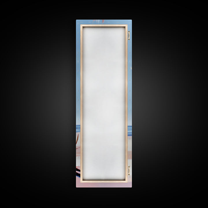 Abstract Plant, Coastal Art, Minimalist Painting, Canvas Print, Beach Inspired, Blue and Pink Decor, Modern Home Accent, Tranquil Design