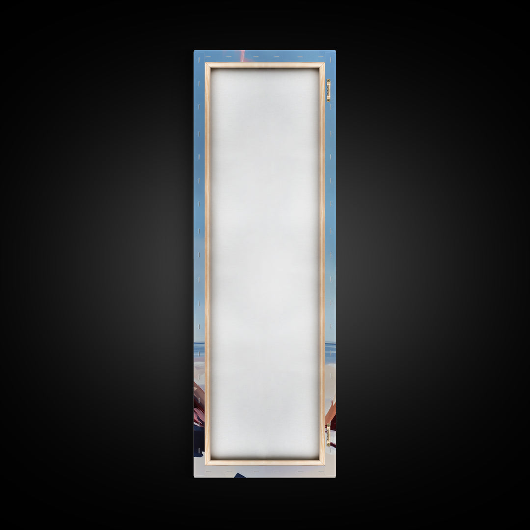 Beach Campfire, warm fall decor, rustic wilderness art, outdoor adventure painting, cozy cabin vibes, framed canvas print