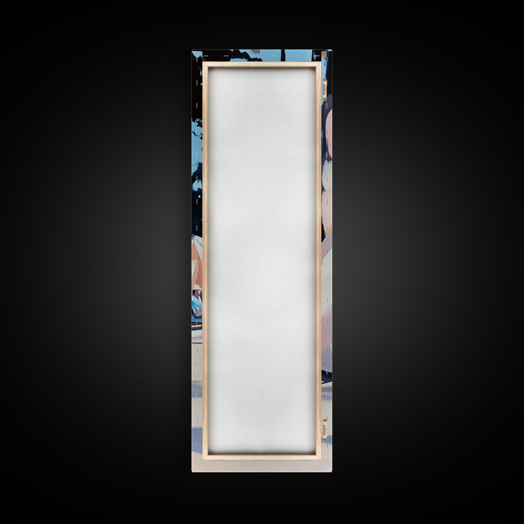 Boho Tent Camping, nature-inspired decor, adventure lover’s painting, rustic summer escape, whimsical outdoor scene, framed canvas print